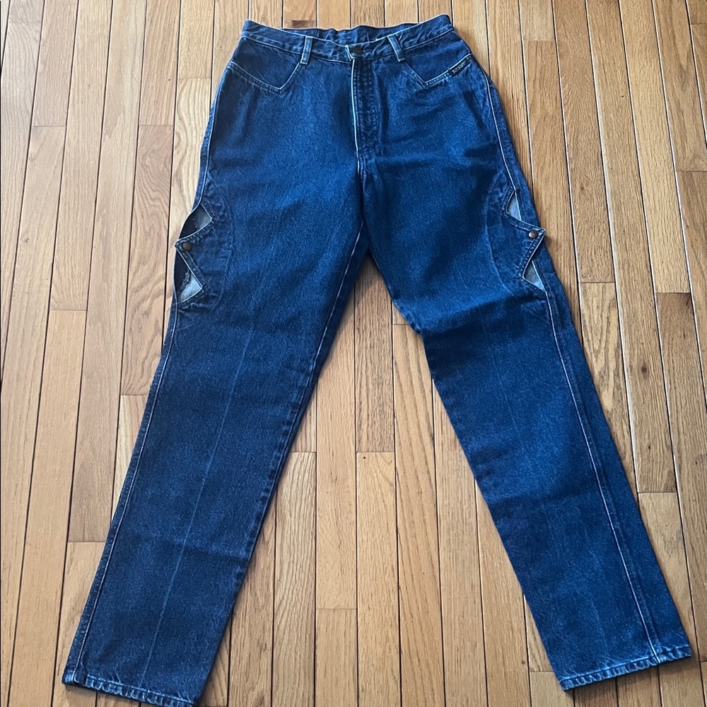 Vintage Rockies Women's Straight Leg Jeans - Dark Blue. W-29” H36” L43”